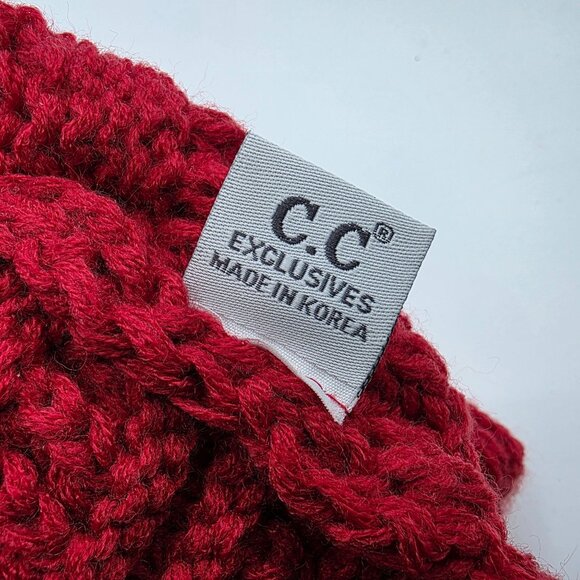 CC Kids Solid Red Knit Beanie Ribbed Soft Warm Winter Outdoors Casual Comfort - Picture 6 of 7